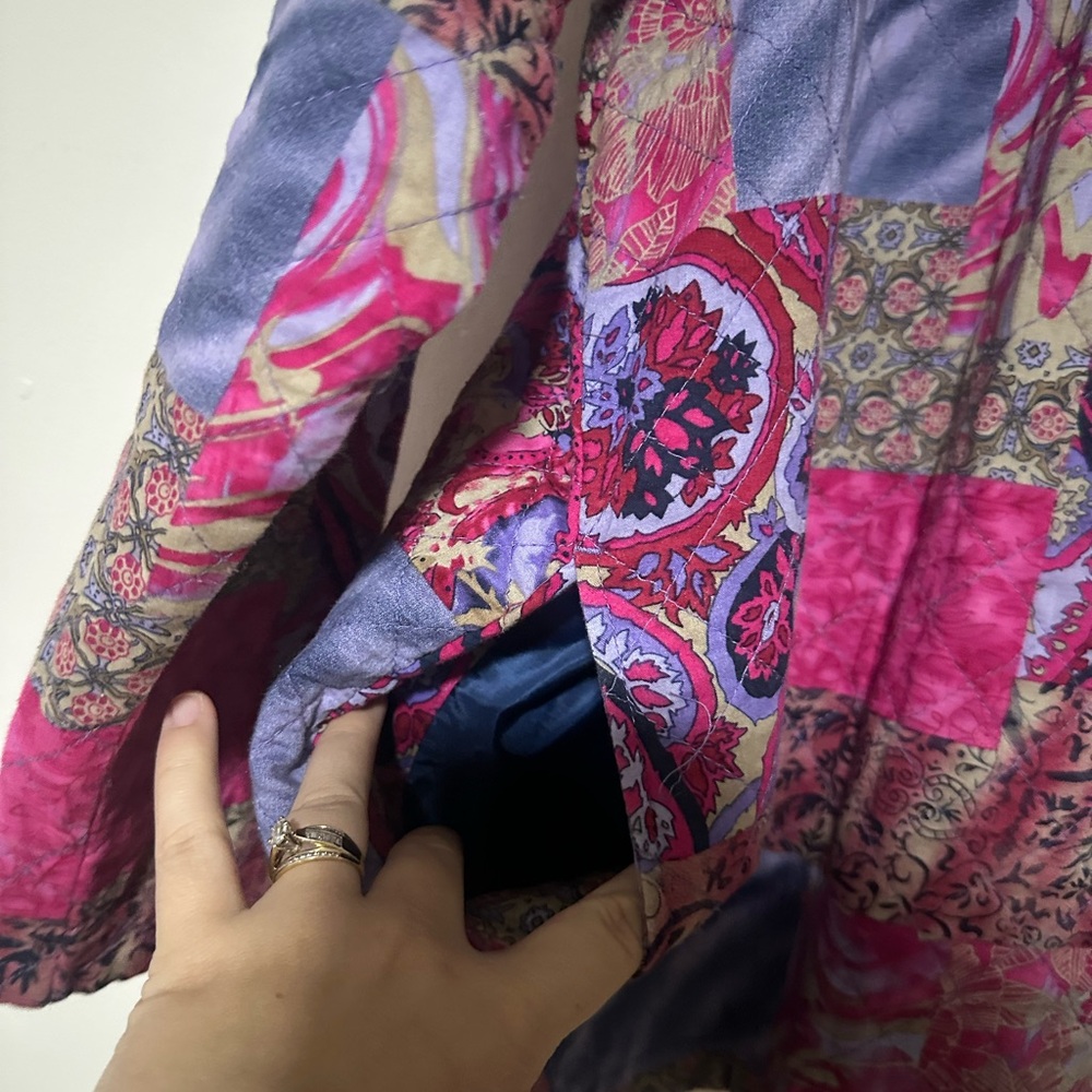 Vintage Patchwork Jacket With Pink And Purple Acc… - image 3